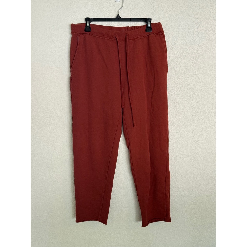 Eileen Fisher Organic Cotton French Terry Barrel Leg Sweatpants Rust Red M
